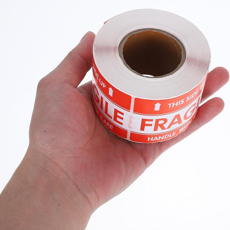GARVALON Red Fragile Shipping Labels 300pcs Roll High Adhesive for Moving Packaging - Image 4